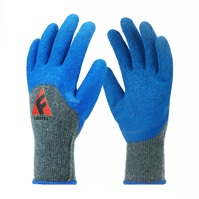 Gants enduits de mousse de latex 3/4 avec doublure en polyester gris de calibre 13