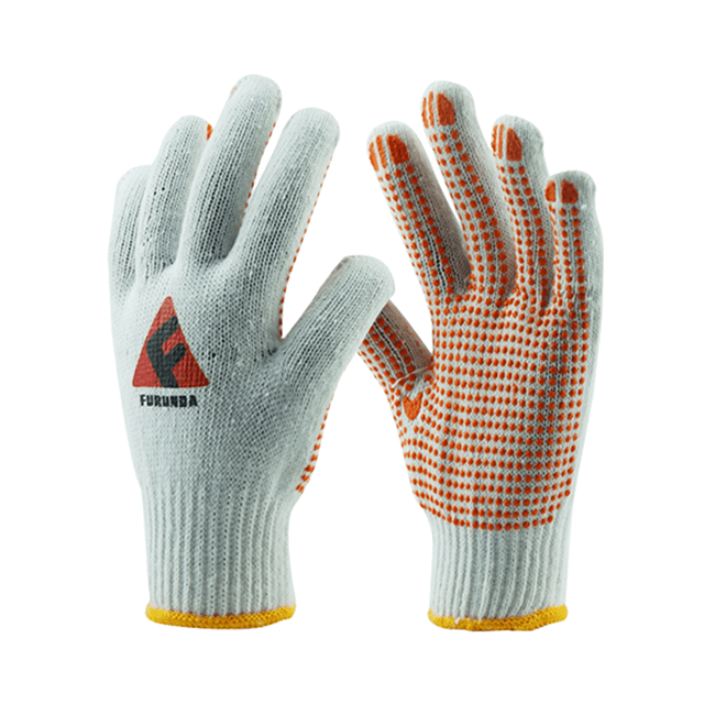 Gants à pois en PVC avec doublure en polyester de calibre 10