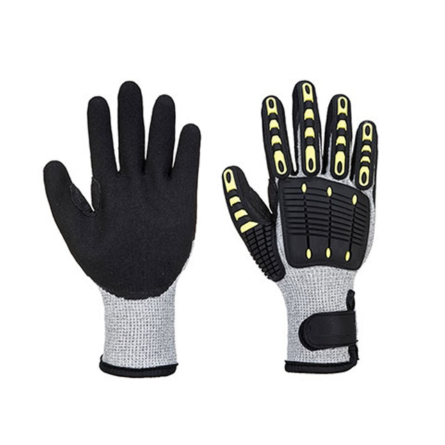 Gants anti-vibrations enduits de sable et de nitrile gris HPPE Shell de calibre 13