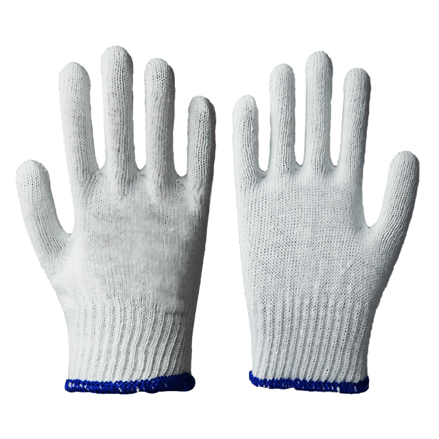 Gants en tricot de polyester javellisé de calibre 10