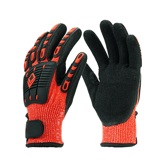 Gants anti-vibrations enduits de sable et de nitrile HPPE Shell de haute qualité de calibre 13