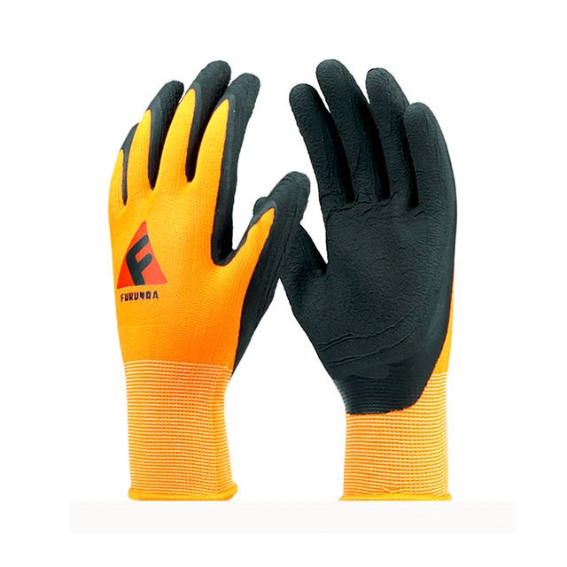 Gants enduits de mousse de latex avec doublure en polyester de calibre 13