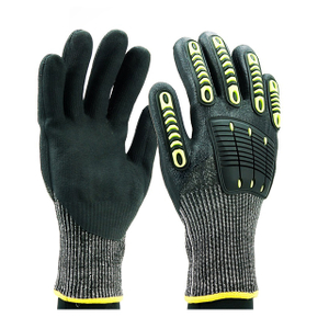 Gants anti-vibrations enduits de sable et de nitrile noir HPPE Shell de calibre 13