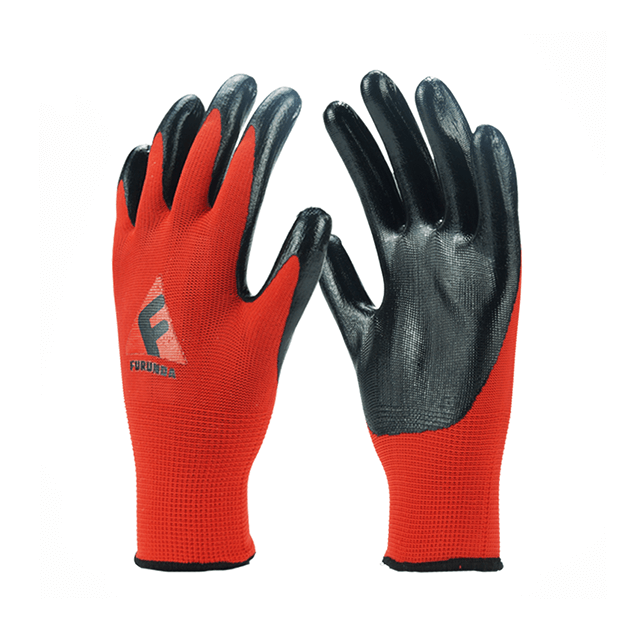 Gants enduits de nitrile avec doublure en polyester/nylon de calibre 13