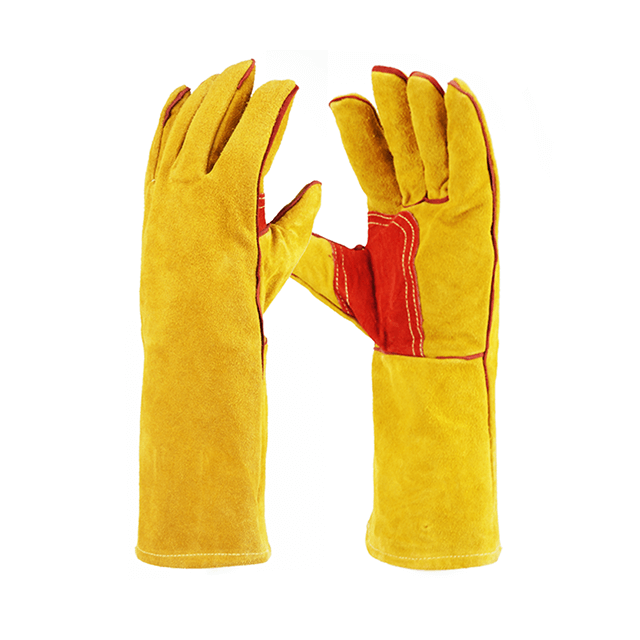 14" 16" gants en cuir fendu de vache anti-abrasion à double paume pour le soudage