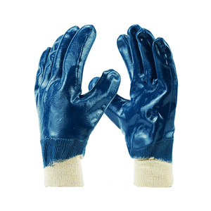 Gants enduits de nitrile de coton de sulfure résistant à l'huile Poignet côtelé Doublure interlock