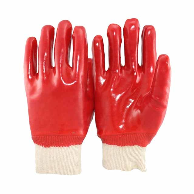 Gants enduits de PVC avec doublure interlock à poignets côtelés résistants à l'huile